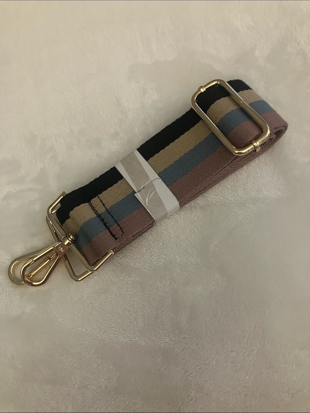 Ah dorned Adjustable Multicolor Stripe Bag Strap with Gold Hardware